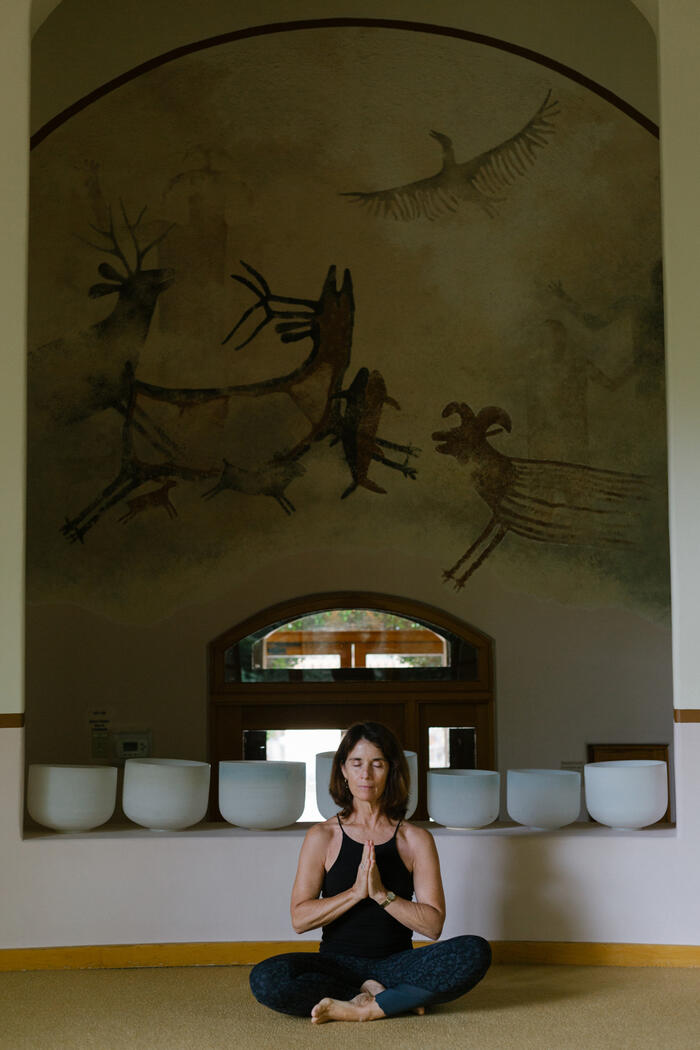 Woman sitting in meditation